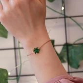 Yeşil Zirkon Taşlı Lotus Çiçeği Rose Gold Kaplama Gümüş Bileklik thumbnail 3