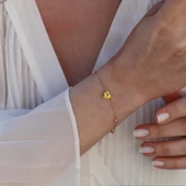 Sitrin Taşlı Rose Gold Kaplama Sevgili Kalp Gümüş Bileklik thumbnail 4