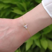 Totem Kuşu Renkli Mine İşli Gold Kaplama Gümüş Bileklik thumbnail 2