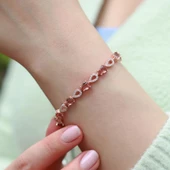 Zultanit Taşlı Damla Su Yolu Rose Gold Kaplama Gümüş Bileklik thumbnail 1