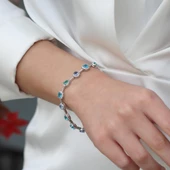 Doğal Taşlı Su Yolu Gümüş Bileklik thumbnail 4