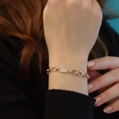 Rose Gold Kaplama Trend Gümüş Bileklik thumbnail 3