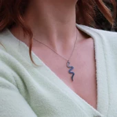 Beyaz Gözlü Yılan Gümüş Kolye thumbnail 2