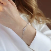 Baget Taşlı Su Yolu Gümüş Bileklik thumbnail 3