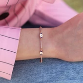 Zirkon Taşlı Lacivert Mine İşli Göz Modeli Rose Gold Kaplama Gümüş Bileklik thumbnail 4