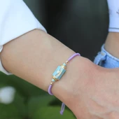 Gün Işığı Mor İpek Makrome Gümüş Bileklik thumbnail 1