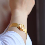 925 Ayar Gümüş Üzerine Gold Kaplama 9 Sıra Gümüş Trabzon Kelepçe thumbnail 2