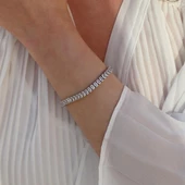 Damla Modeli Su Yolu Zirkon Taşlı Gümüş Bileklik thumbnail 1