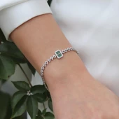 Baget Kesim Başak Modeli Yeşil Taşlı Gümüş Bileklik thumbnail 3