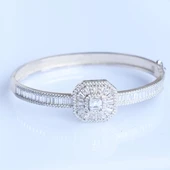 Baget Oval Taş Eurostar Gümüş Kelepçe thumbnail 2