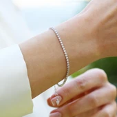 Su Yolu 1mm Zirkon Taşlı Gümüş Bileklik thumbnail 1