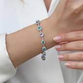 Doğal Taşlı Su Yolu Gümüş Bileklik thumbnail 1