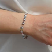 Çiçek Renkli Zirkon Taşlı Gümüş Bileklik thumbnail 2