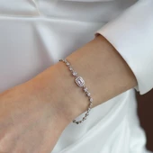 Baget Taşlı Su Yolu Gümüş Bileklik thumbnail 1