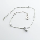 Zirkon Taşlı Gold Kaplama Sevgili Kalp Gümüş Bileklik thumbnail 2