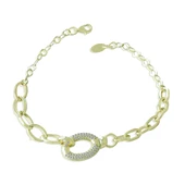 Elips Zirkon Taşlı Gold Kaplama Gümüş Hallow Bileklik thumbnail 2