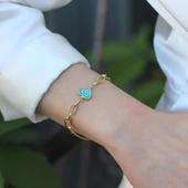 Fortuna Kalp Gold Kaplama Gümüş Bileklik thumbnail 1