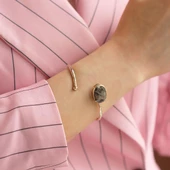 Rutil Kuvars Taşlı Otantik Gümüş Kelepçe thumbnail 2