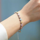 Rainbow Zirkon Damla Taşlı Gümüş Bileklik thumbnail 5