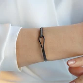 Düğüm Taşlı Siyah Rodyum Gümüş Kelepçe thumbnail 4