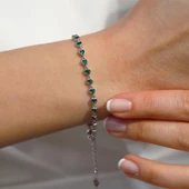 Kalp Yeşil Taşlı Su Yolu Gümüş Bileklik thumbnail 2