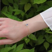 Totem Kuşu Lacivert Mine İşli Gold Kaplama Gümüş Bileklik thumbnail 2