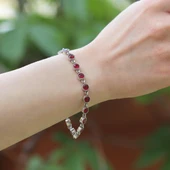 Kök Yakut Taşlı Su Yolu Otantik Gümüş Bileklik - 3