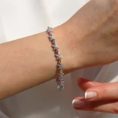 Çiçek Renkli Zirkon Taşlı Gümüş Bileklik thumbnail 3