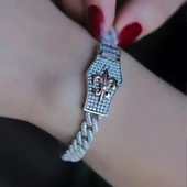 Zirkon Taşlı Gurmet Model Lale Armalı 925 Ayar Gümüş Bileklik thumbnail 3