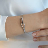 Düğüm Taşlı Gümüş Kelepçe thumbnail 2