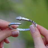 Serpent Zirkon Taşlı Gümüş Kelepçe thumbnail 3