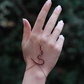 Fuşya Zirkon Taşlı Yılan Modeli Rose Gold Kaplama Gümüş Şahmeran thumbnail 1