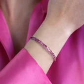 Pembe Baget Taşlı Gümüş Kelepçe thumbnail 2