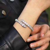 Serpent Full Zirkon Taşlı Gümüş Kelepçe thumbnail 1