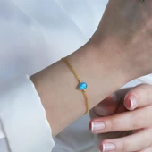 Opal Damla Modeli Gold Kaplama Gümüş Bileklik thumbnail 3