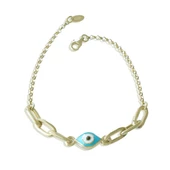 Fortuna Göz Mineli Gold Kaplama Gümüş Bileklik thumbnail 4