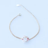 İnci ve Çiçek Motifli Gold Kaplama Gümüş Bileklik thumbnail 3