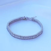 Mekik Modeli Zirkon Taşlı Su Yolu Gümüş Bileklik thumbnail 2