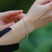 Elips Taşlı 925 Ayar Su Yolu Gümüş Bileklik thumbnail 2