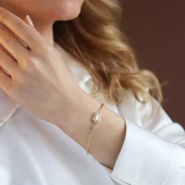 Baget Model Gold Kaplama Trend Gümüş Bileklik thumbnail 1