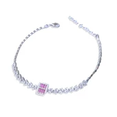 Baget Kesim Başak Modeli Kırmızı Taşlı Gümüş Bileklik thumbnail 3