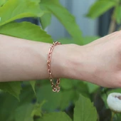 Trend Geçme Zincirli Rose Gold Kaplama Hallow Bileklik thumbnail 3