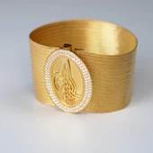 925 Ayar Gümüş Üzerine Gold Kaplama 19 Sıra Trabzon Kelepçe thumbnail 4