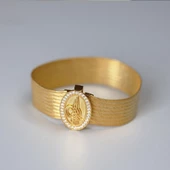 925 Ayar Gümüş Üzerine Gold Kaplama 9 Sıra Gümüş Trabzon Kelepçe thumbnail 3