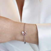 İnci ve Çiçek Motifli Gümüş Bileklik thumbnail 5