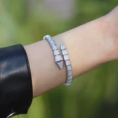 Serpent Full Zirkon Taşlı Gümüş Kelepçe thumbnail 2