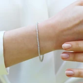 Su Yolu 1mm Zirkon Taşlı Gümüş Bileklik thumbnail 2