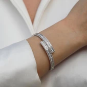 Baget Taşlı Gümüş Kelepçe thumbnail 2