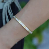 Crtr Modeli Gold Kaplama Zirkon Taşlı Gümüş Kelepçe thumbnail 1