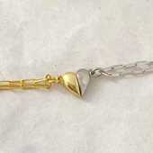 Mıknatıslı Kalp Çift Gümüş Bileklik thumbnail 3